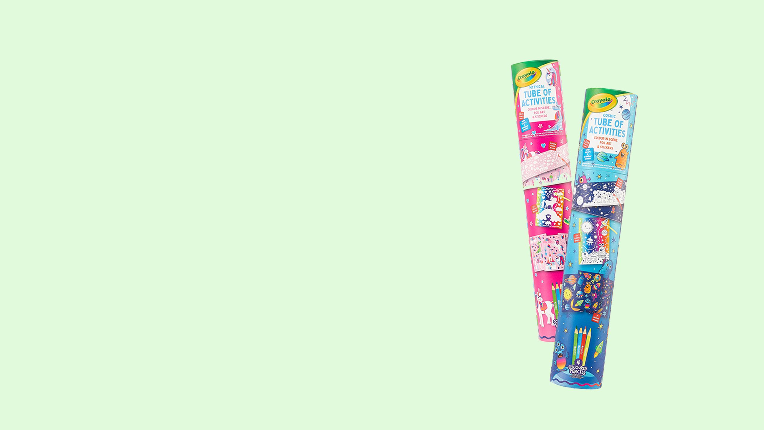 Two activity tubes, one blue and one pink