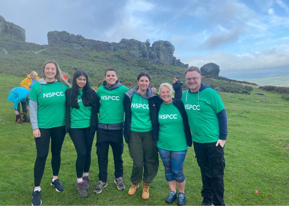 Six people wearing NSPCC tshirts